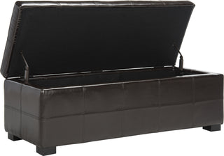 Safavieh Maiden Tufted Storage Bench Lg Brown and Black Furniture 