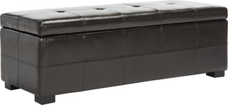 Safavieh Maiden Tufted Storage Bench Lg Brown and Black Furniture 