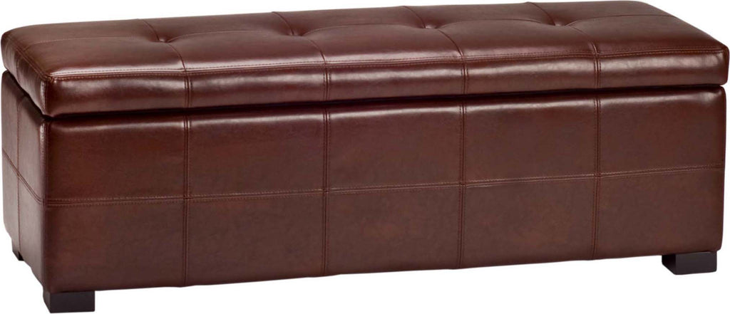 Safavieh Maiden Tufted Storage Bench Lg Cordovan and Black Furniture main image