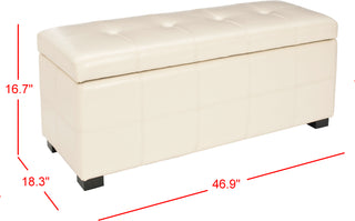 Safavieh Maiden Tufted Storage Bench Lg Flat Cream and Black Furniture 