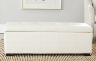 Safavieh Maiden Tufted Storage Bench Lg Flat Cream and Black Furniture 