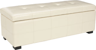 Safavieh Maiden Tufted Storage Bench Lg Flat Cream and Black Furniture Main