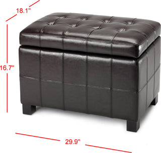 Safavieh Maiden Tufted Storage Bench Sm Brown and Black Furniture 