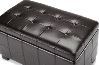 Safavieh Maiden Tufted Storage Bench Sm Brown and Black Furniture 