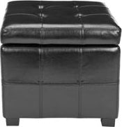 Safavieh Maiden Square Tufted Ottoman Black and Furniture main image