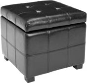 Safavieh Maiden Square Tufted Ottoman Black and Furniture 