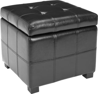 Safavieh Maiden Square Tufted Ottoman Black and Furniture Main