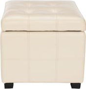 Safavieh Maiden Square Tufted Ottoman Flat Cream and Black Furniture main image