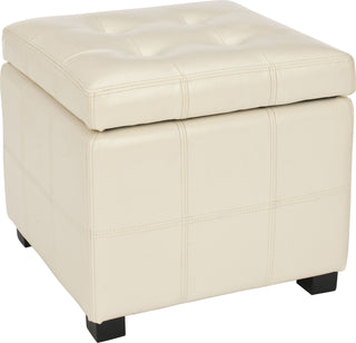 Safavieh Maiden Square Tufted Ottoman Flat Cream and Black Furniture Main