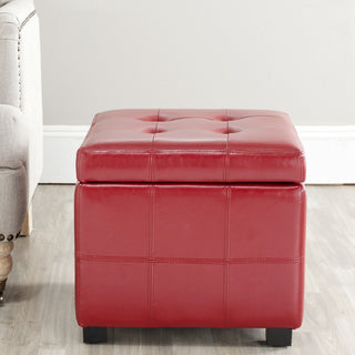 Safavieh Maiden Square Tufted Ottoman Red and Black Furniture 