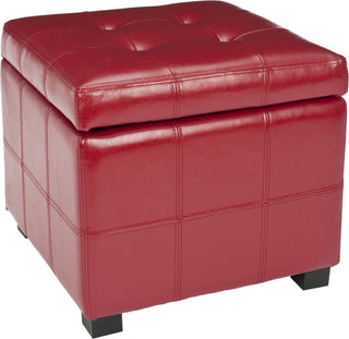 Safavieh Maiden Square Tufted Ottoman Red and Black Furniture Main