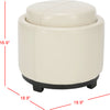 Safavieh Chelsea Round Tray Ottoman Flat Cream and Black Furniture 