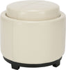 Safavieh Chelsea Round Tray Ottoman Flat Cream and Black Furniture main image