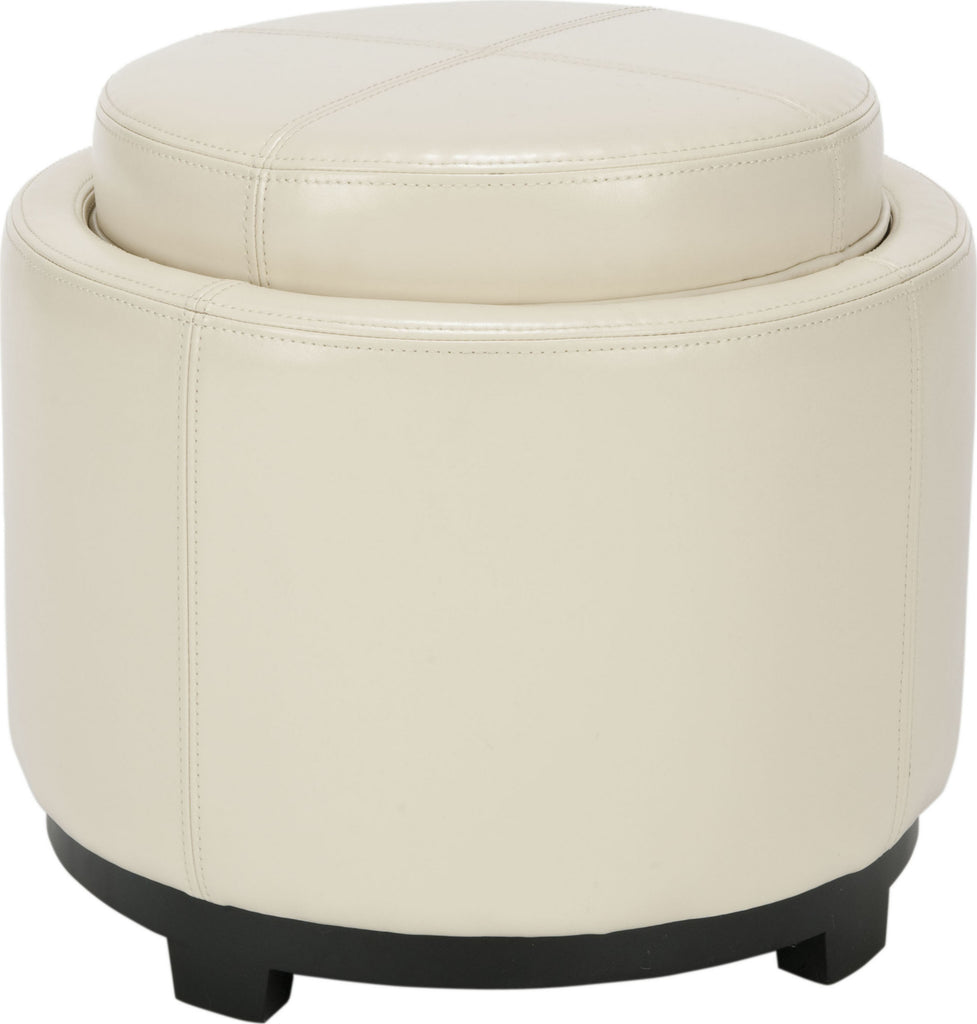 Safavieh Chelsea Round Tray Ottoman Flat Cream and Black Furniture main image