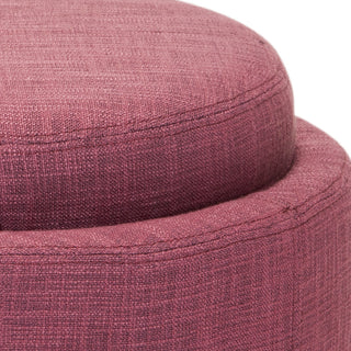 Safavieh Chelsea Round Tray Ottoman Rose and Black Furniture 