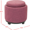 Safavieh Chelsea Round Tray Ottoman Rose and Black Furniture 