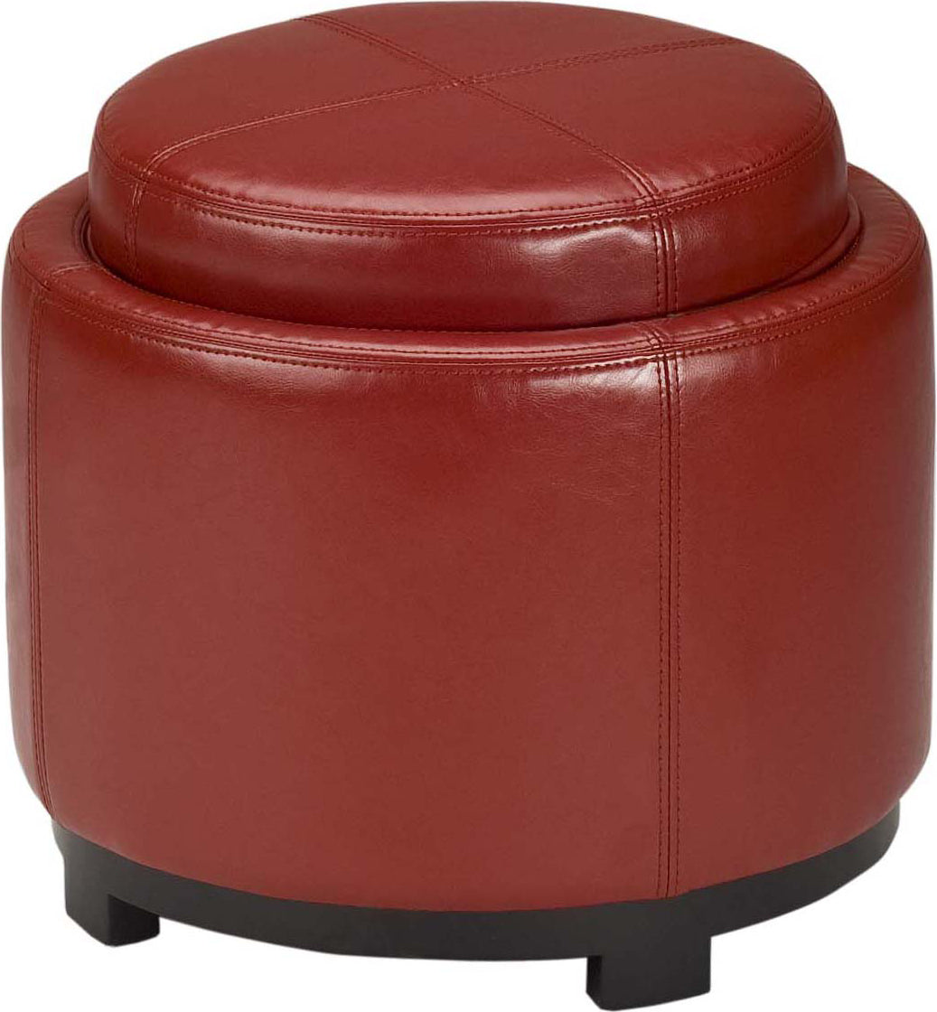 Safavieh Chelsea Round Tray Ottoman Red and Black Furniture main image