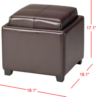 Safavieh Harrison Single Tray Ottoman Brown and Black Furniture 