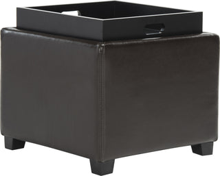 Safavieh Harrison Single Tray Ottoman Brown and Black Furniture 