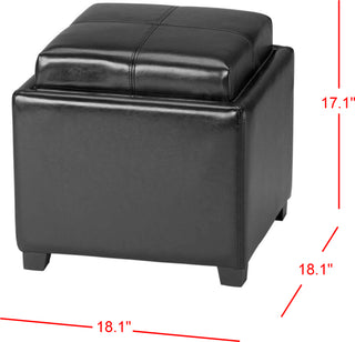 Safavieh Harrison Single Tray Ottoman Black and Furniture 