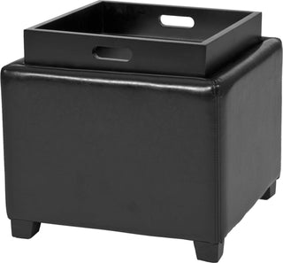 Safavieh Harrison Single Tray Ottoman Black and Furniture 