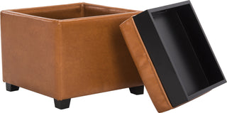 Safavieh Harrison Single Tray Ottoman Saddle and Black Furniture 