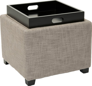 Safavieh Harrison Single Tray Ottoman Stone and Black Furniture 