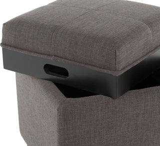 Safavieh Harrison Single Tray Ottoman Charcoal Brown and Black Furniture 