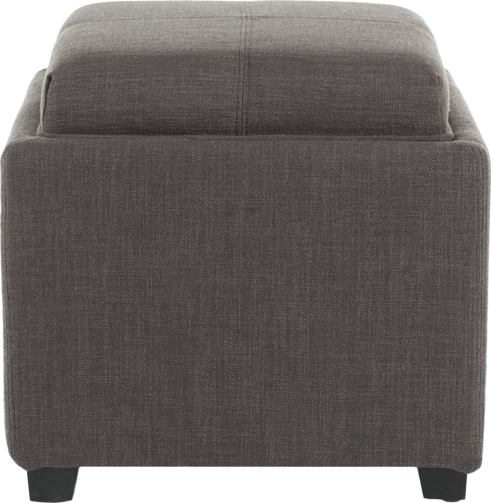 Safavieh Harrison Single Tray Ottoman Charcoal Brown and Black Furniture main image