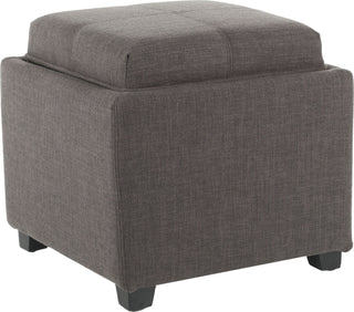 Safavieh Harrison Single Tray Ottoman Charcoal Brown and Black Furniture 