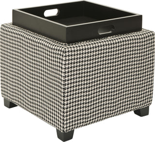 Safavieh Harrison Single Tray Ottoman Black and White Furniture  Feature