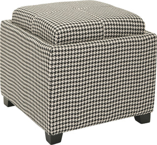 Safavieh Harrison Single Tray Ottoman Black and White Furniture 