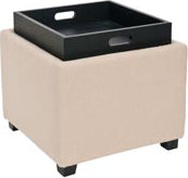 Safavieh Harrison Single Tray Ottoman Taupe and Black Furniture 