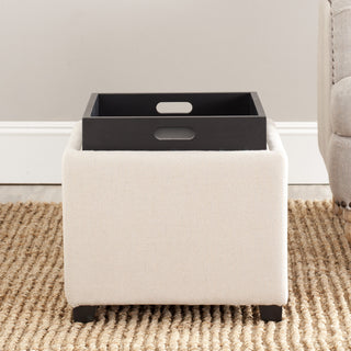 Safavieh Harrison Single Tray Ottoman Taupe and Black Furniture 