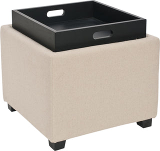 Safavieh Harrison Single Tray Ottoman Taupe and Black Furniture Main