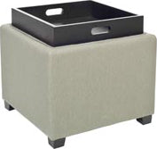 Safavieh Harrison Single Tray Ottoman Sea Mist and Black  Feature