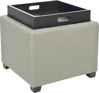 Safavieh Harrison Single Tray Ottoman Sea Mist and Black Furniture 