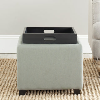 Safavieh Harrison Single Tray Ottoman Sea Mist and Black Furniture 