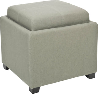 Safavieh Harrison Single Tray Ottoman Sea Mist and Black Furniture 