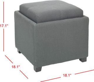 Safavieh Harrison Single Tray Ottoman Grey and Black Furniture 