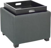 Safavieh Harrison Single Tray Ottoman Grey and Black  Feature