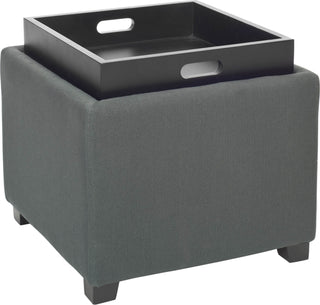 Safavieh Harrison Single Tray Ottoman Grey and Black Furniture 