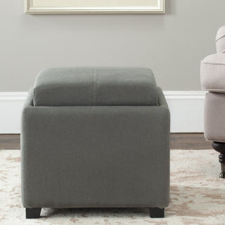 Safavieh Harrison Single Tray Ottoman Grey and Black Furniture 