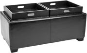 Safavieh Harrison Double Tray Ottoman Black and Furniture 