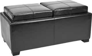 Safavieh Harrison Double Tray Ottoman Black and Furniture 