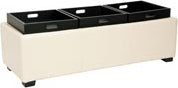 Safavieh Harrison Triple Tray Ottoman Flat Cream and Black Furniture 