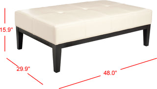 Safavieh Fulton Rect Cocktail Ottoman Flat Cream and Black Furniture 