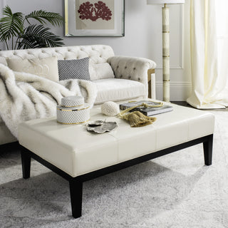 Safavieh Fulton Rect Cocktail Ottoman Flat Cream and Black Furniture 