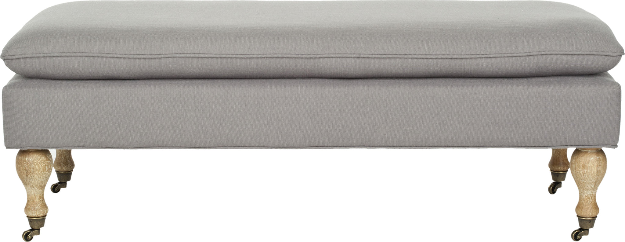 Safavieh Hampton Pillowtop Bench Arctic Grey and Pickled Oak Furniture main image
