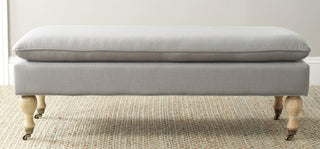 Safavieh Hampton Pillowtop Bench Arctic Grey and Pickled Oak Furniture 